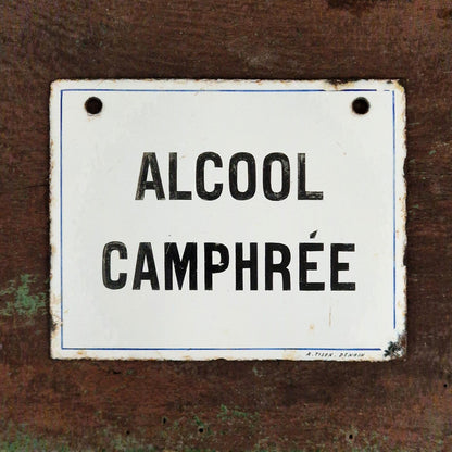 Plaque émaillée pharmaceutique « Alcool camphrée »