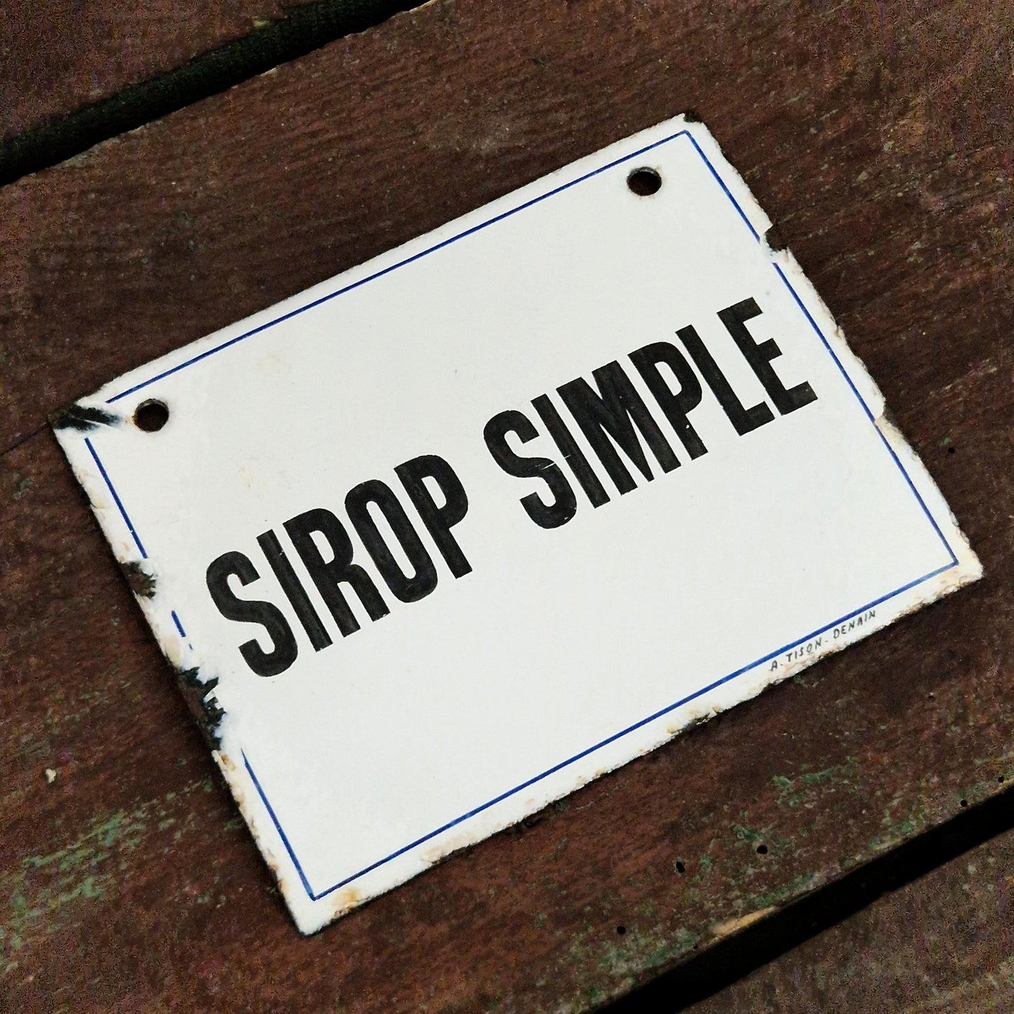 Plaque émaillée de pharmacie « Sirop simple »