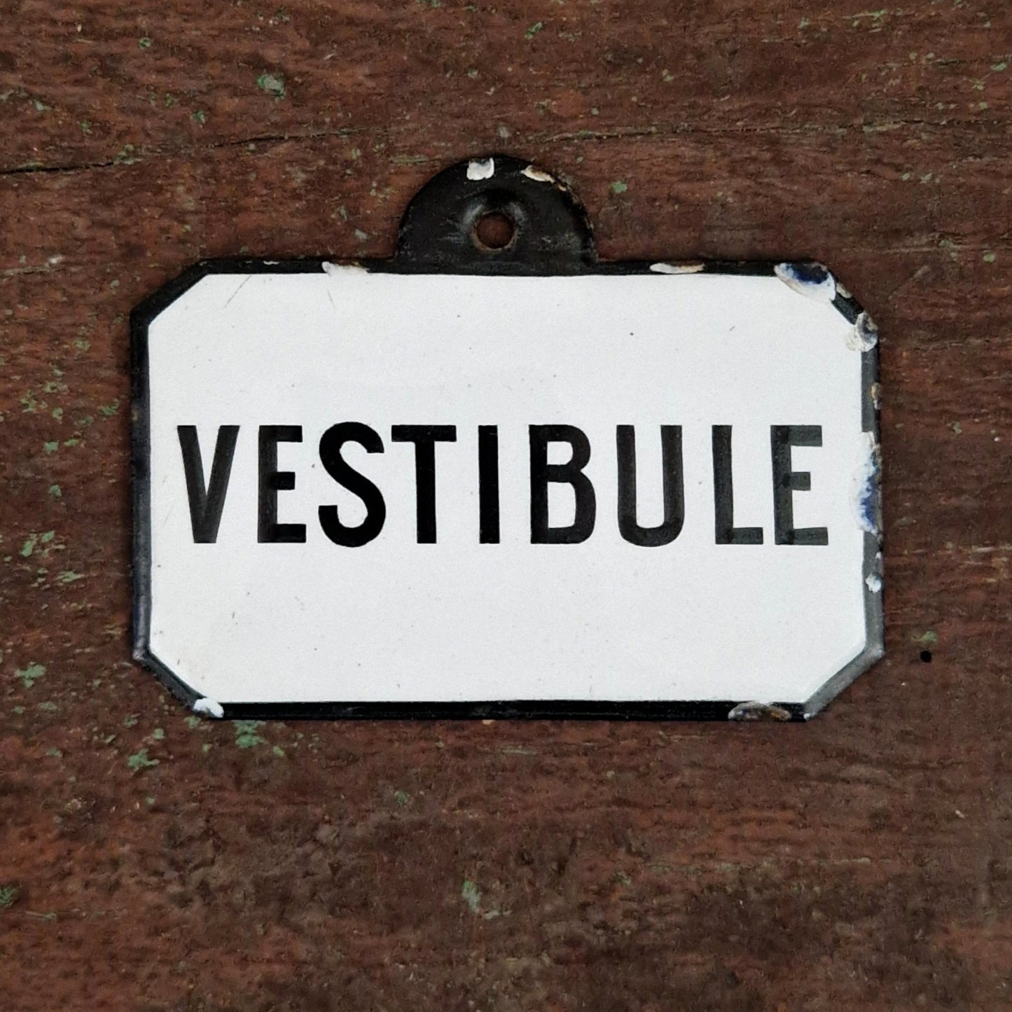 Plaque émaillée ancienne « VESTIBULE »