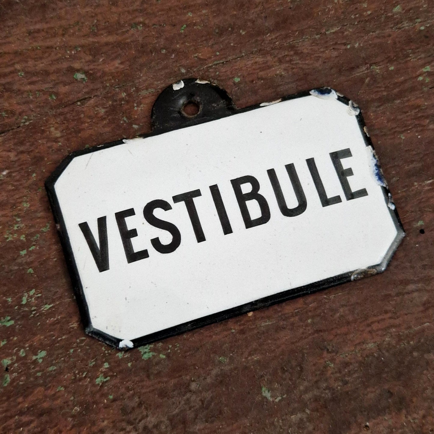 Plaque émaillée ancienne « VESTIBULE »
