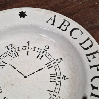 Ancienne assiette éducative émaillée, vers 1887-1914
