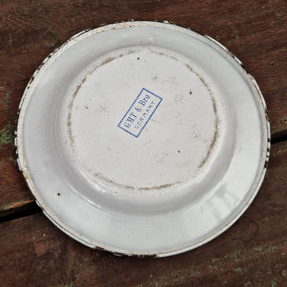 Ancienne assiette éducative émaillée, vers 1887-1914