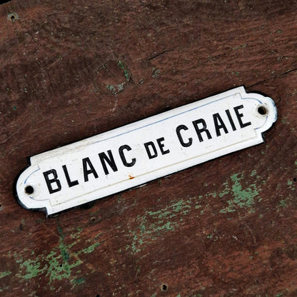 Pigment « Blanc de Craie » - Ancienne plaque émaillée