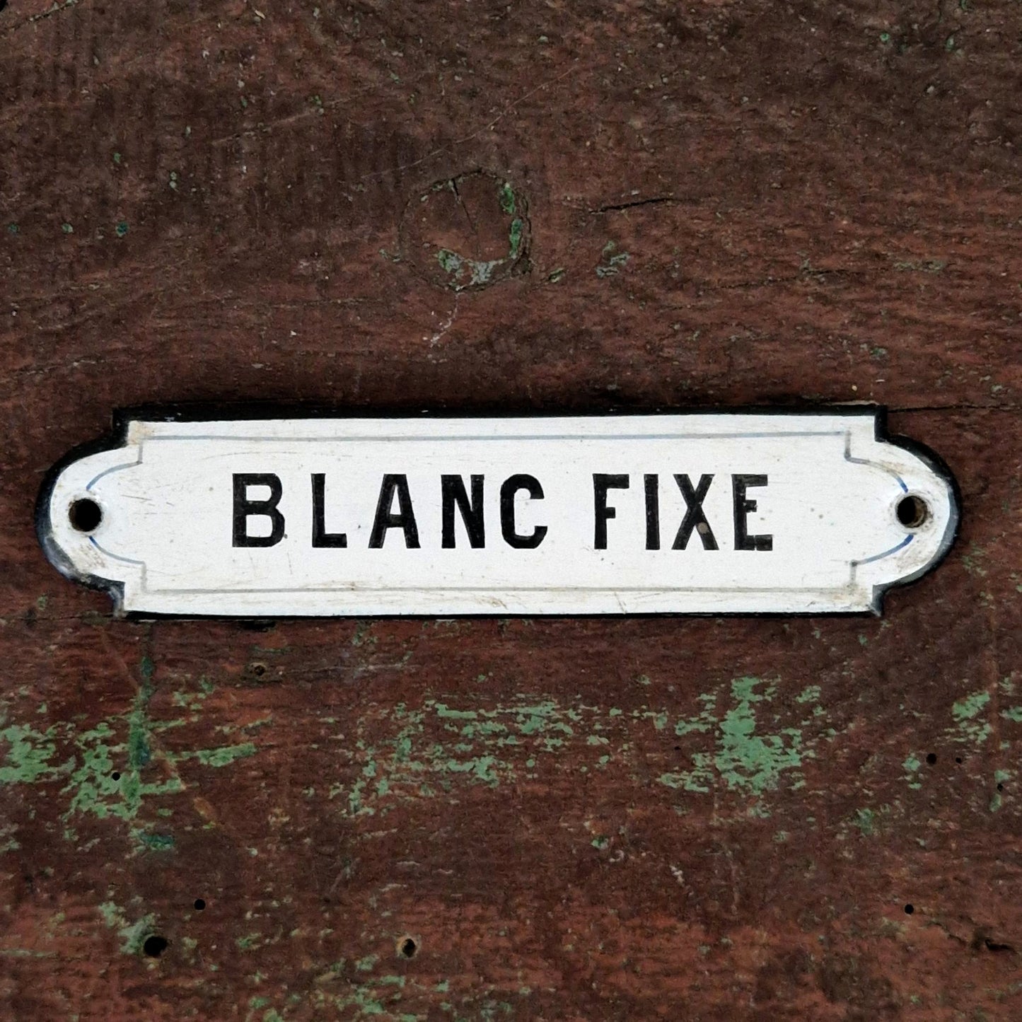 Enamelled sign, "Blanc Fixe" pigment, circa 1900
