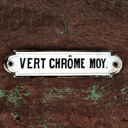 Pigment « Vert Chrome Moy. » - Plaque émaillée, vers 1900