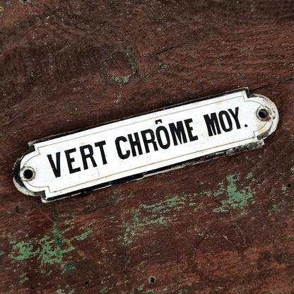 Pigment « Vert Chrome Moy. » - Plaque émaillée, vers 1900