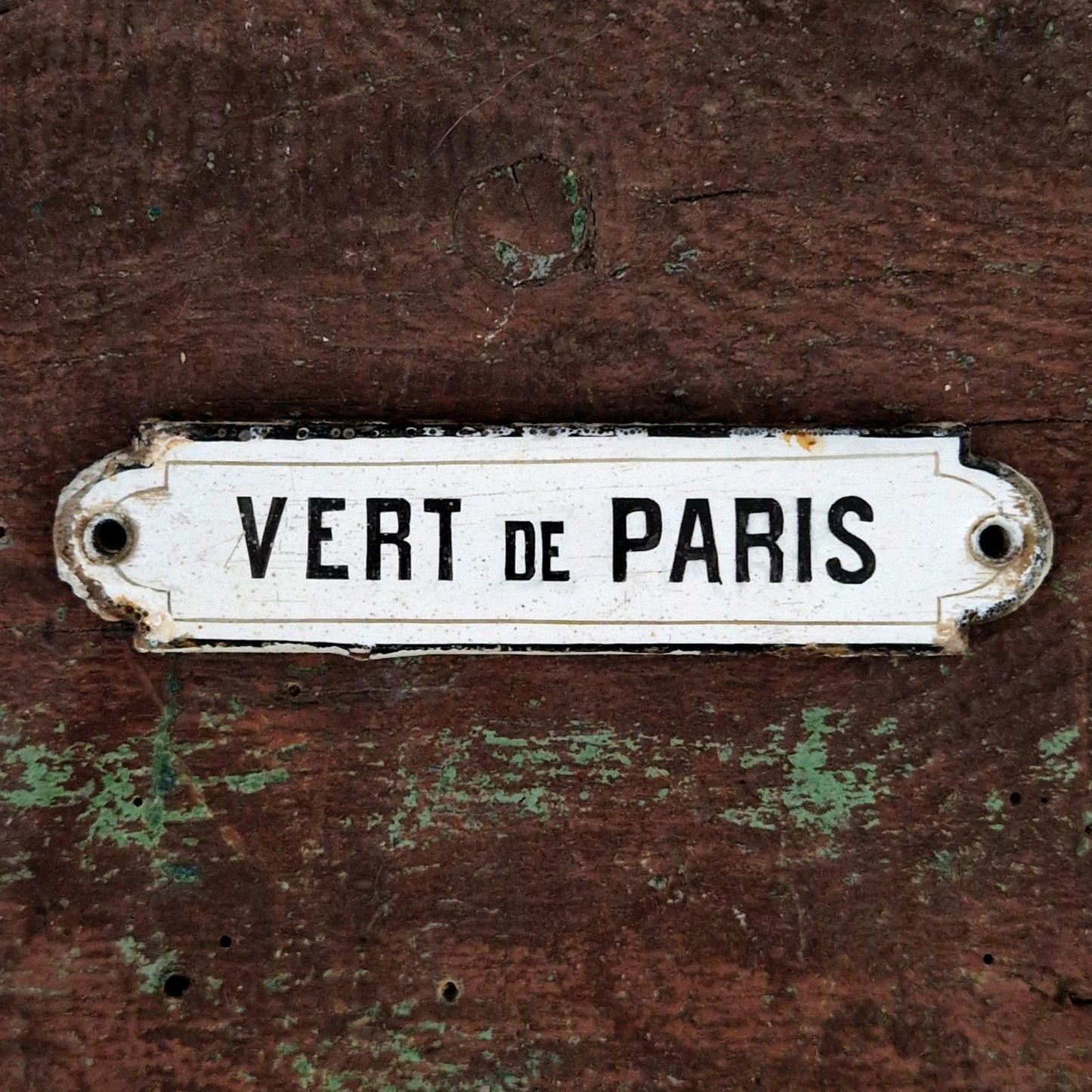 Ancienne plaque émaillée « Vert de Paris » - France, vers 1900