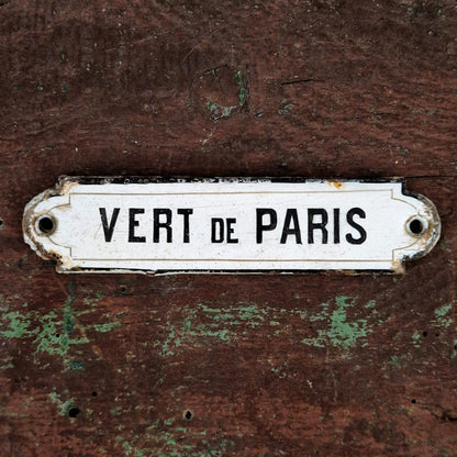 Ancienne plaque émaillée « Vert de Paris » - France, vers 1900