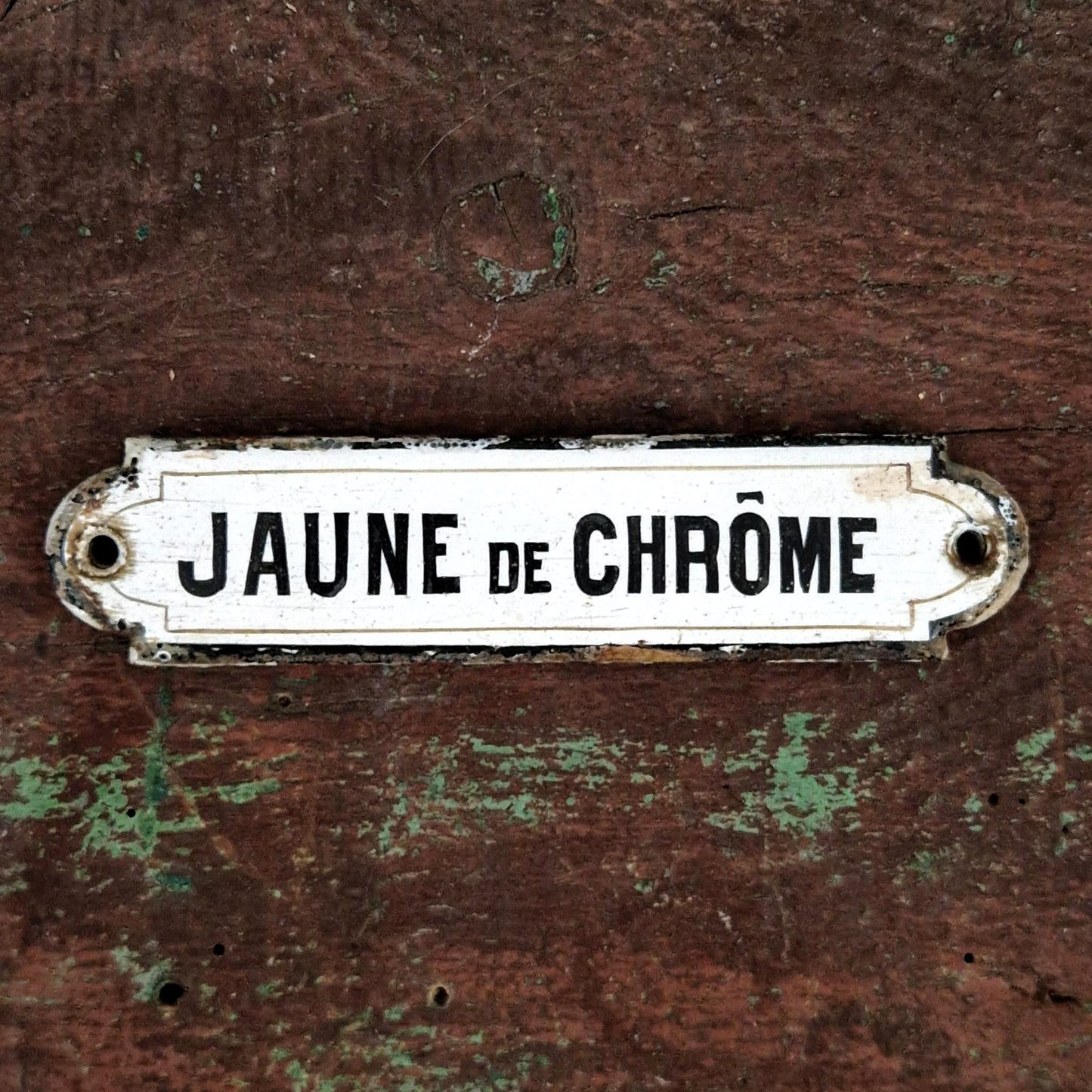 Pigment « Jaune de Chrome » - Plaque émaillée ancienne