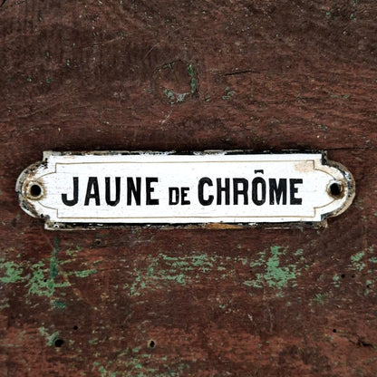 Pigment « Jaune de Chrome » - Plaque émaillée ancienne