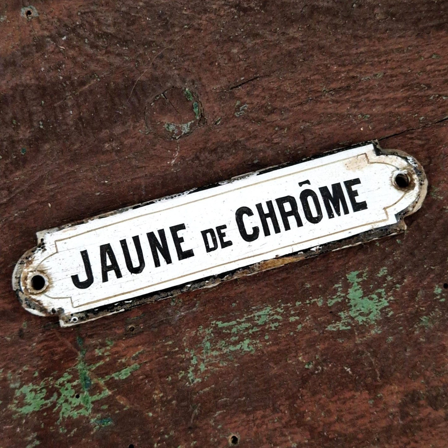 Pigment « Jaune de Chrome » - Plaque émaillée ancienne
