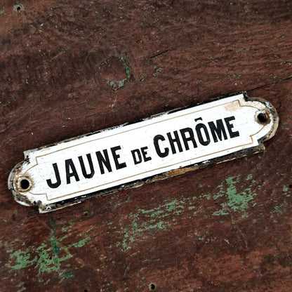 Pigment « Jaune de Chrome » - Plaque émaillée ancienne