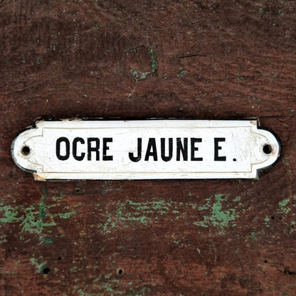 Ancienne plaque émaillée pigment « Ocre Jaune E. »