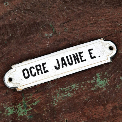Ancienne plaque émaillée pigment « Ocre Jaune E. »