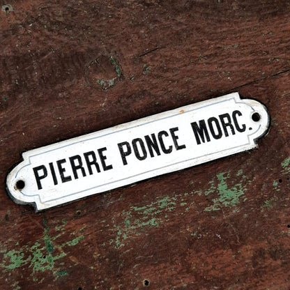 Plaque émaillée ancienne « Pierre Ponce Morc. » - vers 1900