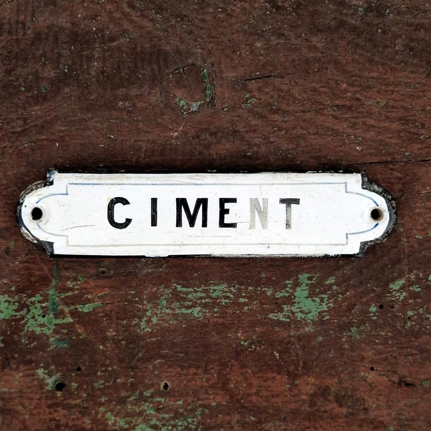 Plaque émaillée ancienne « Ciment » - France, vers 1900