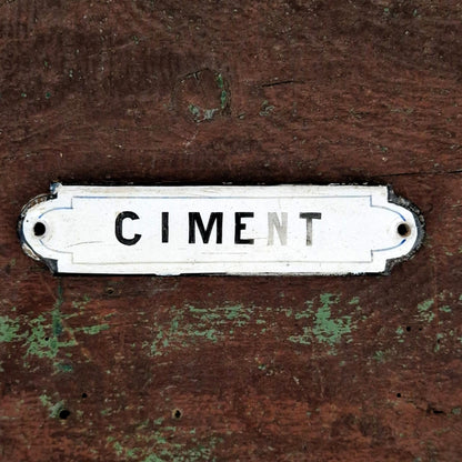 Plaque émaillée ancienne « Ciment » - France, vers 1900