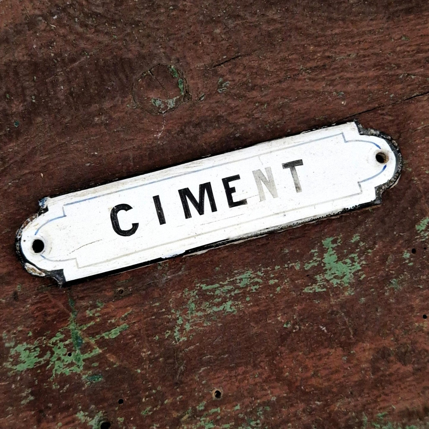 Plaque émaillée ancienne « Ciment » - France, vers 1900