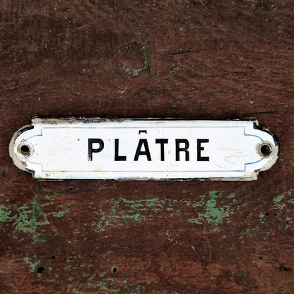 Ancienne plaque émaillée « Plâtre » - France, vers 1900