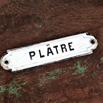 Ancienne plaque émaillée « Plâtre » - France, vers 1900