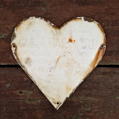 Coeur funéraire émaillée ancien - env 22,5cm