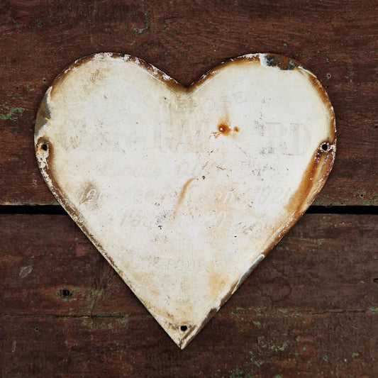 Antique enamelled funeral heart - approx. 22.5cm