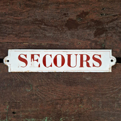 Ancienne Plaque émaillée « Secours »