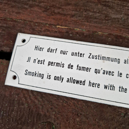 Plaque émaillée originale « Consentement des voyageurs »