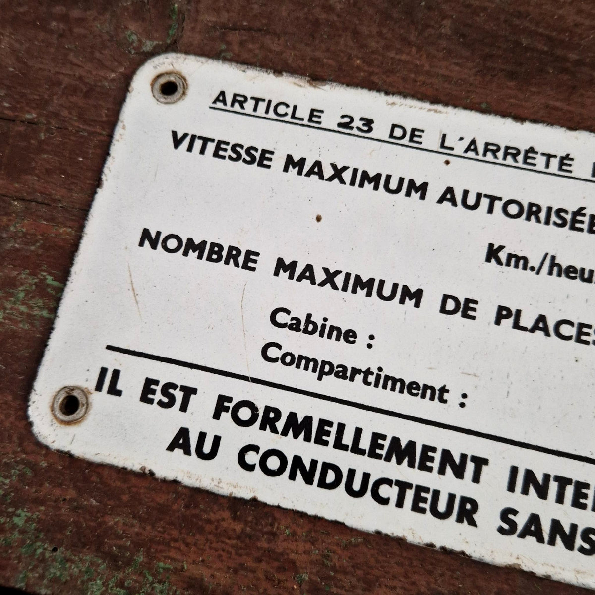 Plaque émaillée « Interdit de parler au conducteur » - 1956