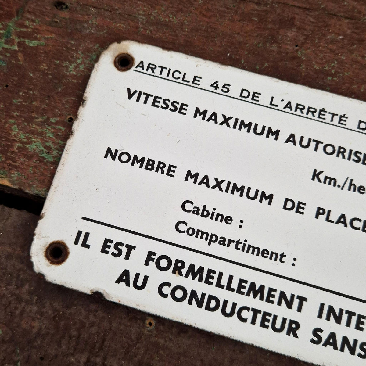 Plaque émaillée « Interdit de parler au conducteur » - 1954