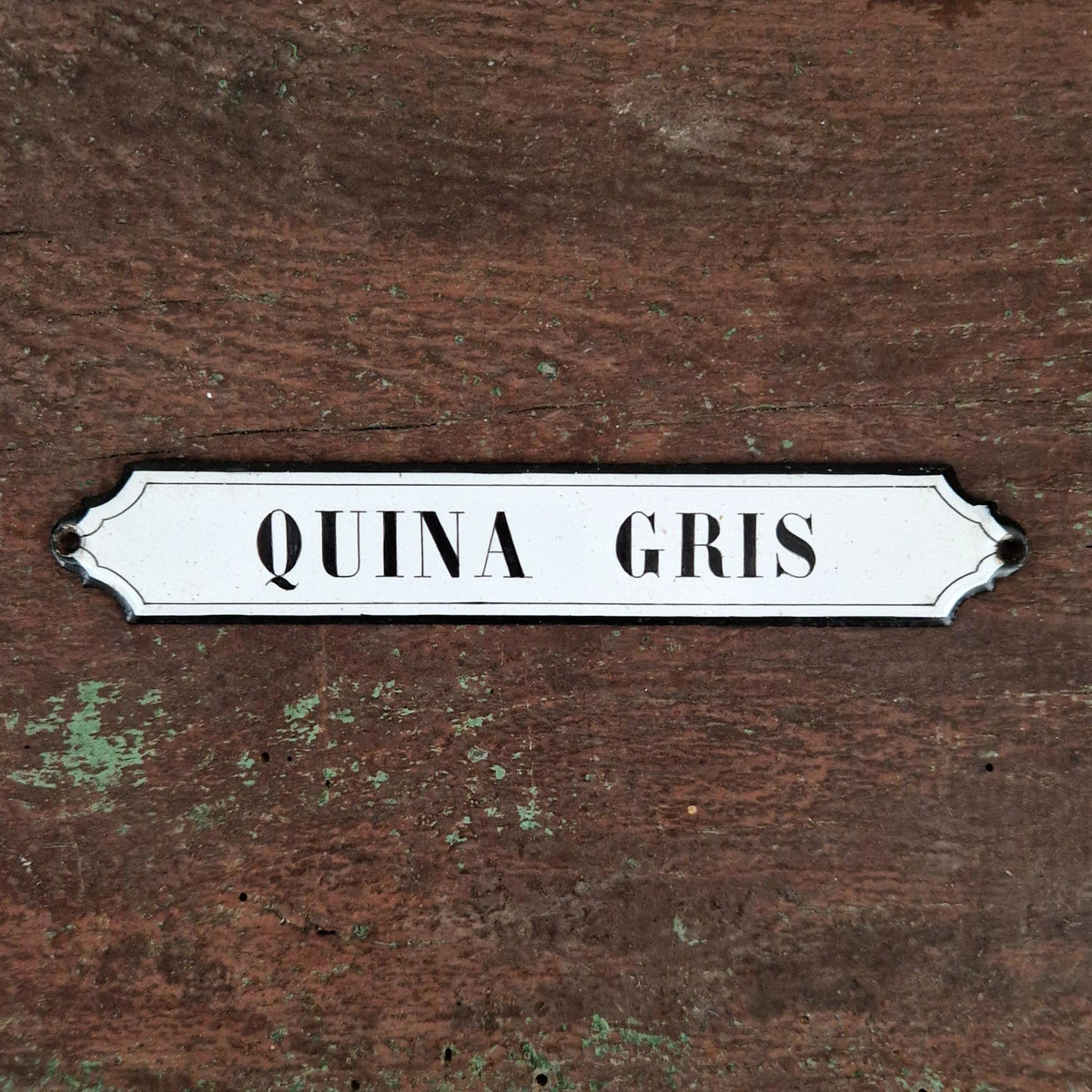 Plaque émaillée de pharmacie « Quina Gris »