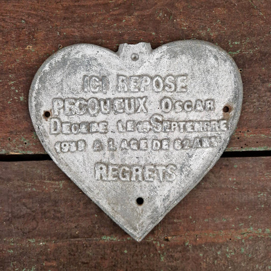Antique metal funerary heart - approx. 19cm