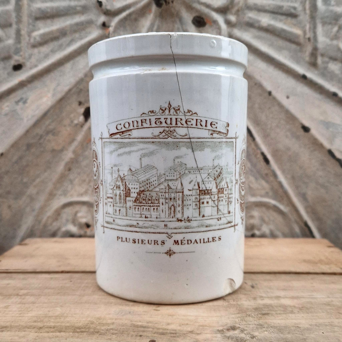 Antique "Confiturerie" jar - Lunéville earthenware