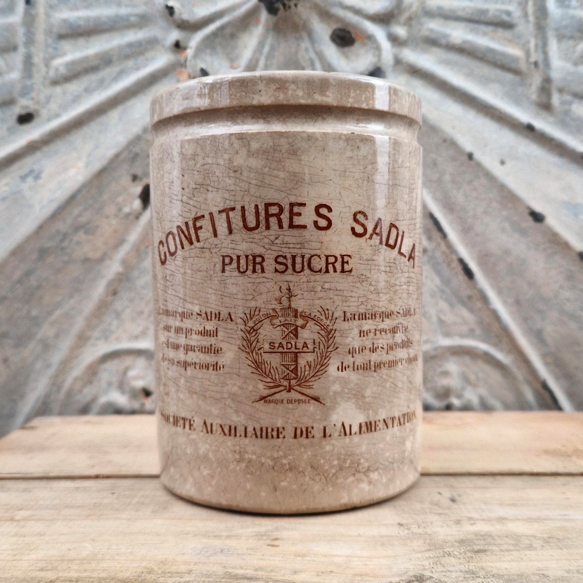 Advertising pot "Sadla Jams - Pure Delight"