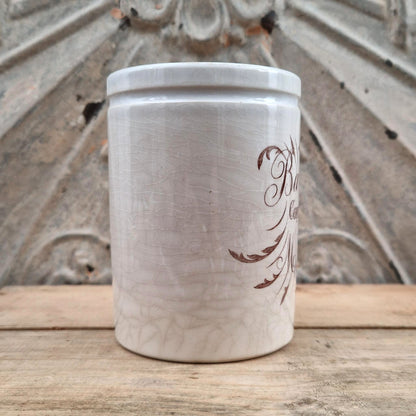 Rare "Barber" advertising pot in Melun - Brown calligraphy