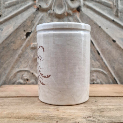 Rare "Barber" advertising pot in Melun - Brown calligraphy