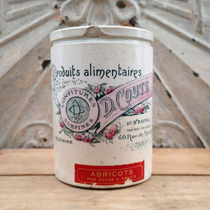 Pot « D. Couté Paris , Confiture Abricots » - Décor Floral