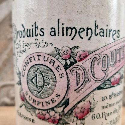 Pot « D. Couté Paris , Confiture Abricots » - Décor Floral