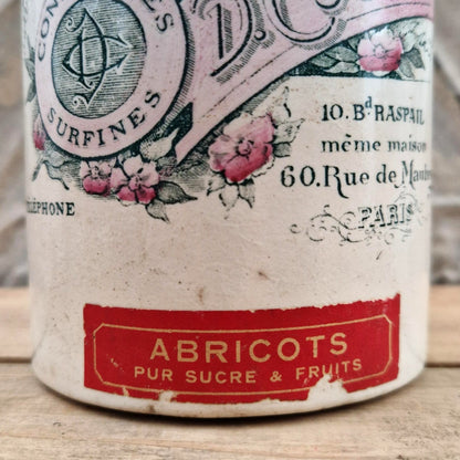 Pot « D. Couté Paris , Confiture Abricots » - Décor Floral