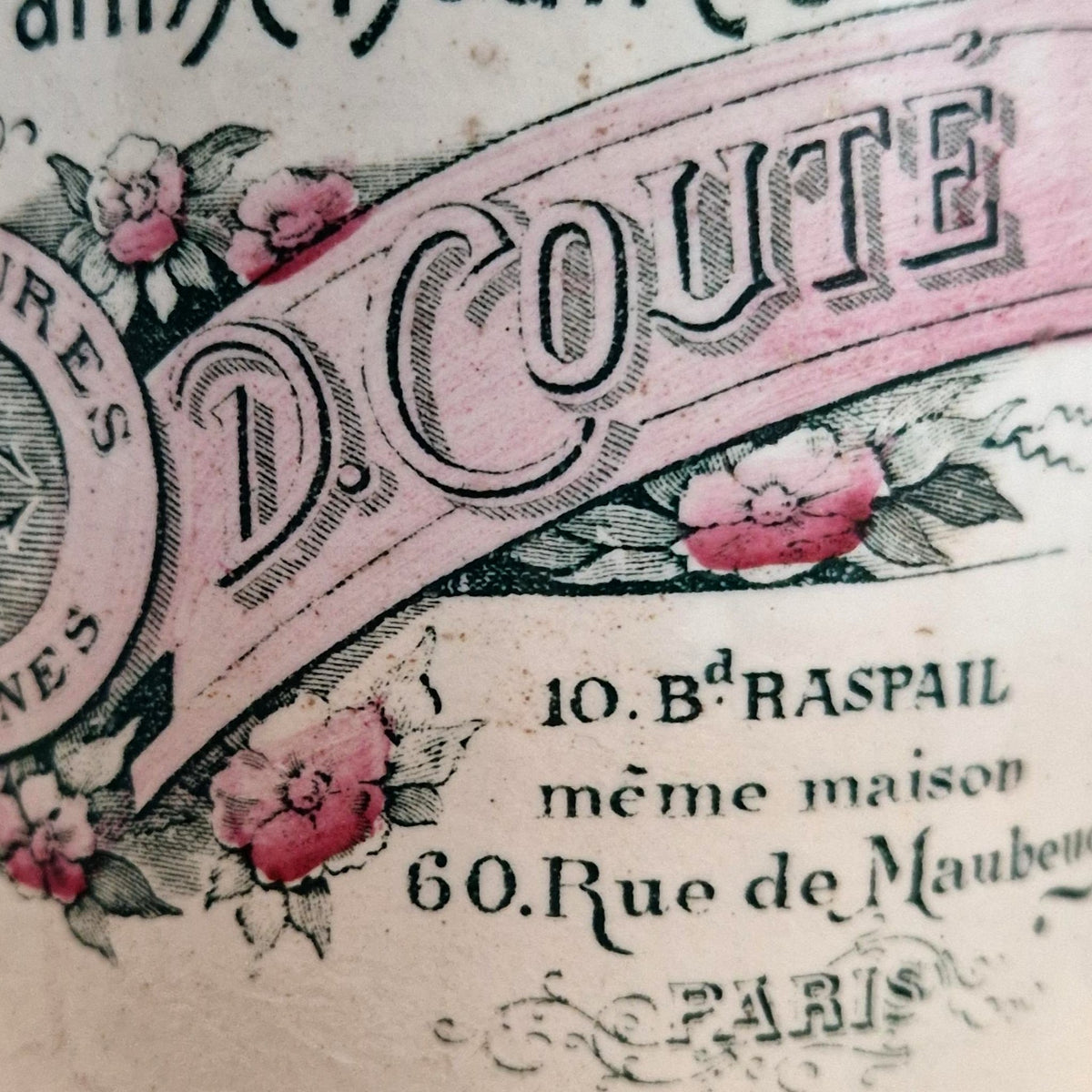 Pot « D. Couté Paris , Confiture Abricots » - Décor Floral