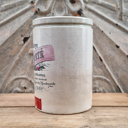 Pot « D. Couté Paris , Confiture Abricots » - Décor Floral