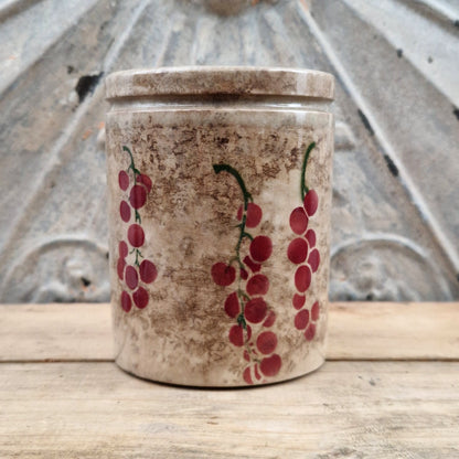 Old jam pot with gooseberry decoration