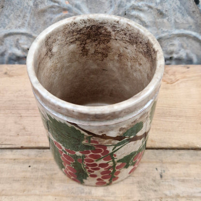 Old jam pot with gooseberry decoration