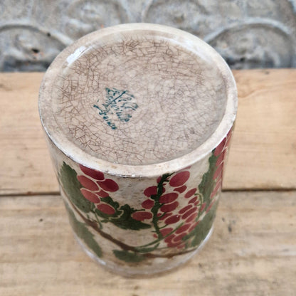 Old jam pot with gooseberry decoration