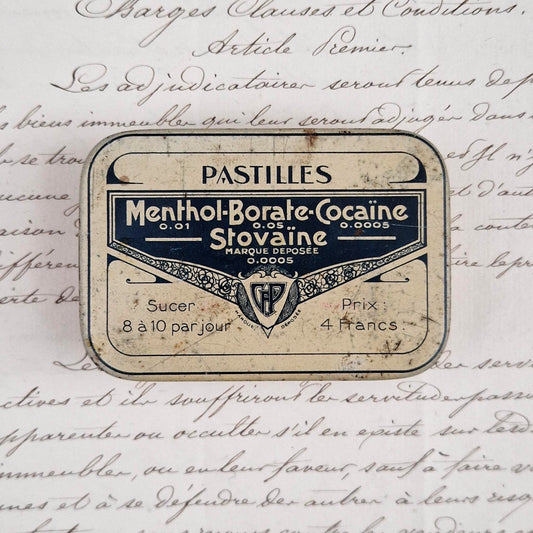 Old "Menthol-Borate-Cocaine Lozenges" box
