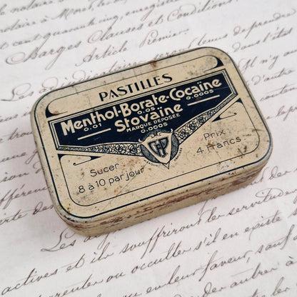 Ancienne boîte « Pastilles Menthol-Borate-Cocaïne »