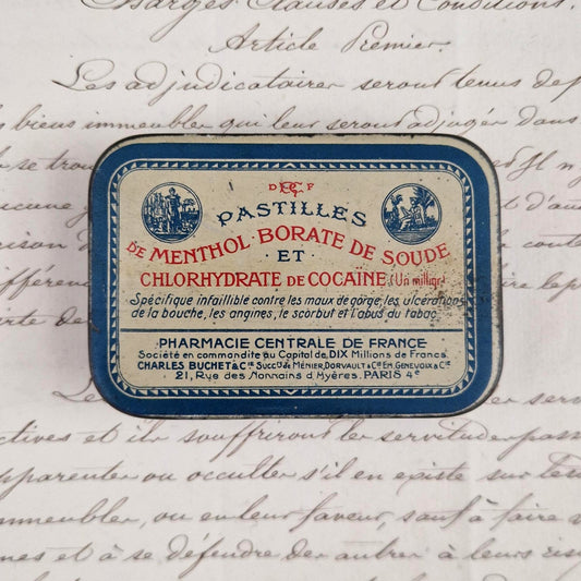 Boîte de pharmacie « Pastilles au chlorhydrate de cocaïne »