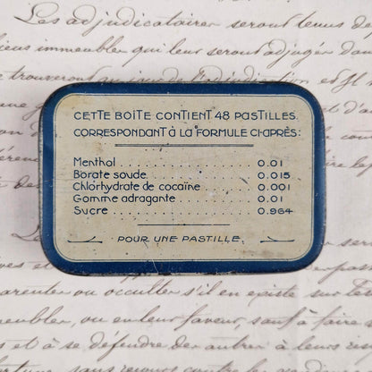 Boîte de pharmacie « Pastilles au chlorhydrate de cocaïne »