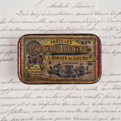 Pretty antique "Cocaine Aconite Lozenges" box