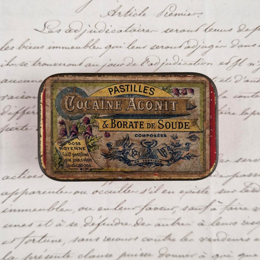 Pretty antique "Cocaine Aconite Lozenges" box